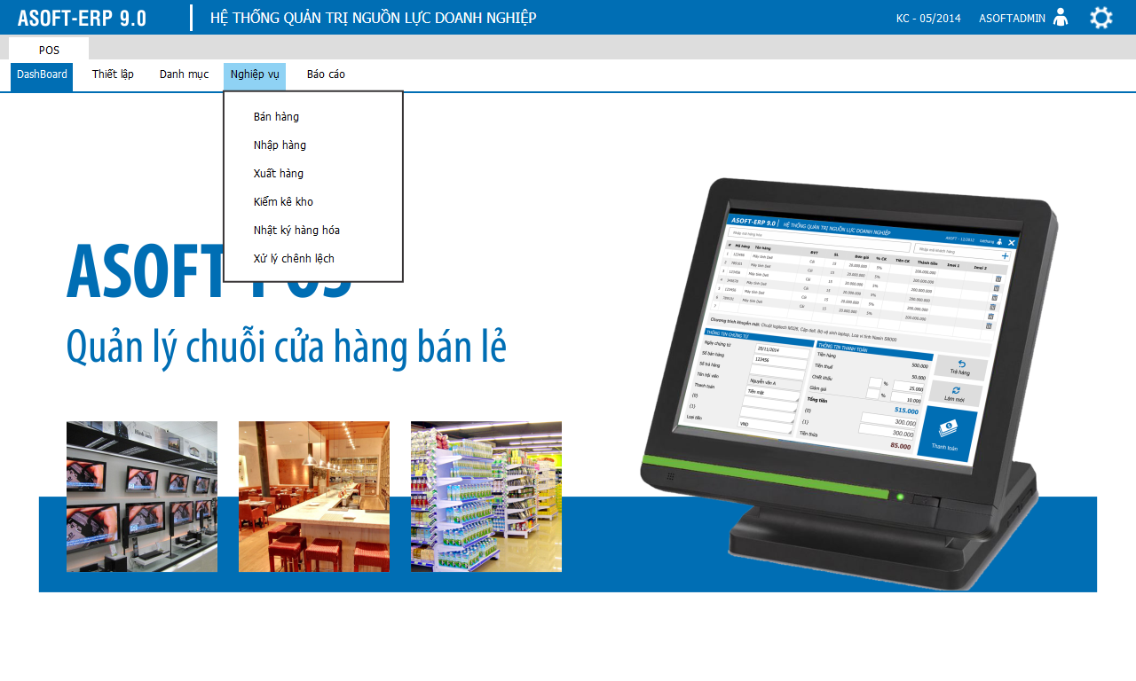 Phần mềm quản lý chuổi bán lẻ asoft-pos