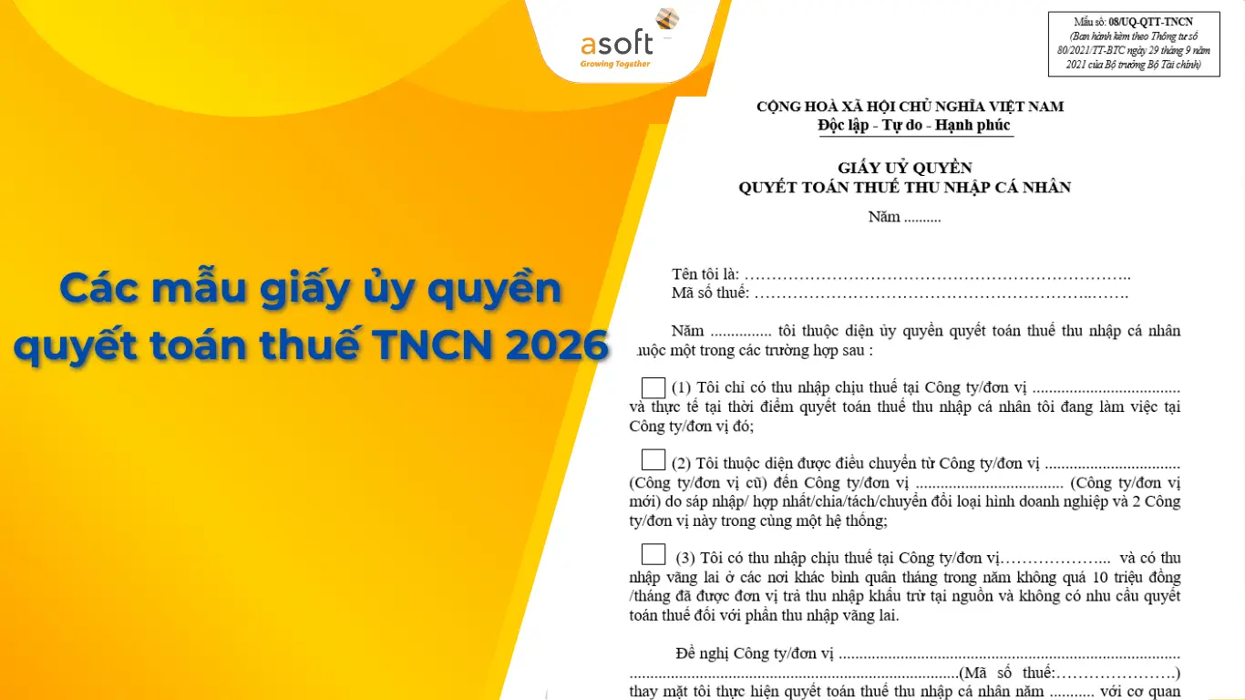 Các mẫu giấy ủy quyền quyết toán thuế TNCN 2026