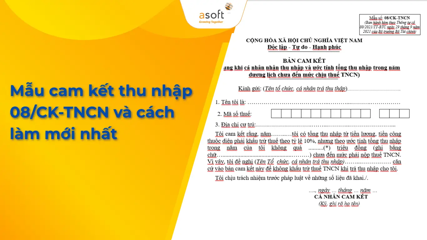Mẫu cam kết thuế TNCN(mẫu 08/CK-TNCN) mới nhất và cách lập chi tiết