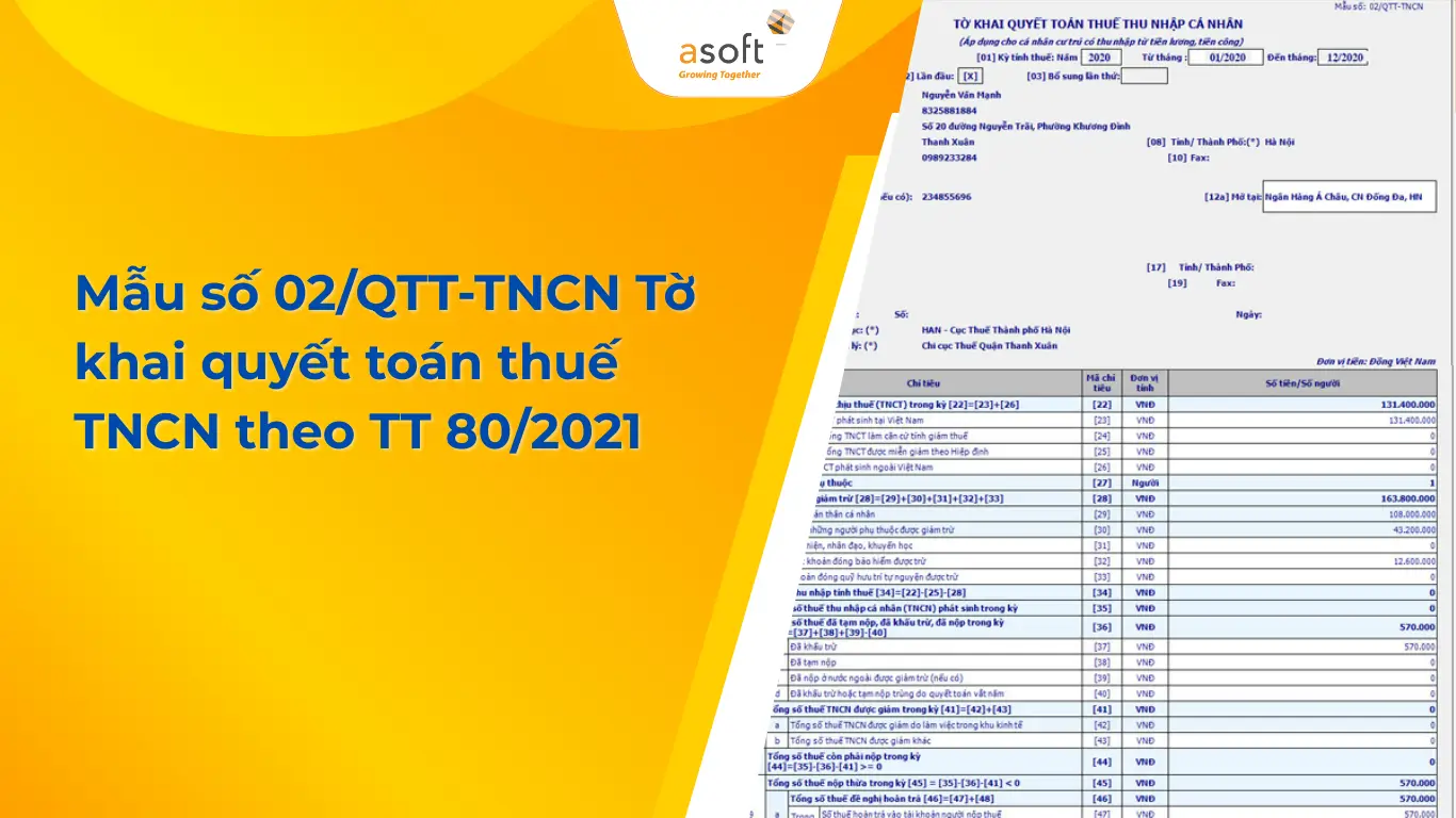Mẫu số 02/QTT-TNCN Tờ khai quyết toán thuế TNCN theo TT 80/2021
